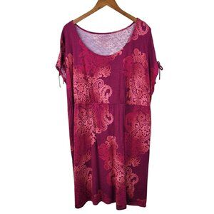 Sonoma Shirt Dress Plus size 2X Floral Casual Pink Paisley Lounge Elastic Waist